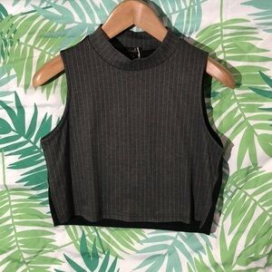 Onwelfth black pinstripe crop top size M